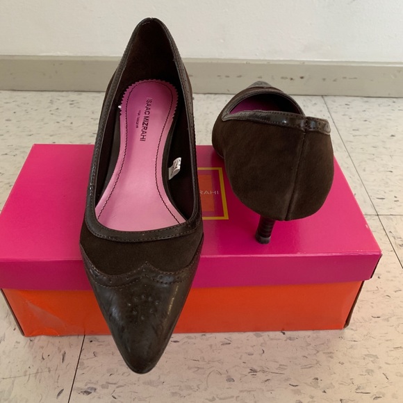 New - Issac Mizrahi Target Kitten Heel Brown Pumps - Picture 2 of 8